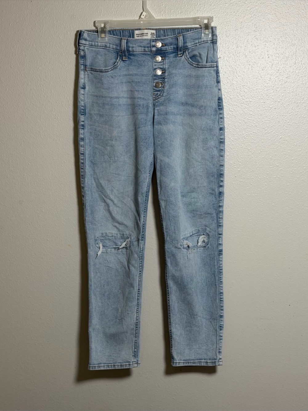 Abercrombie Kids Girl Denim High-Rise Mini Mom Distressed Jeans Pull on 15/16